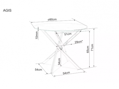 Apvalus stiklinis stalas AGIS FI90 9