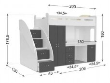 Dviaukštė vaikiška lova ZUZIA PLUS +C