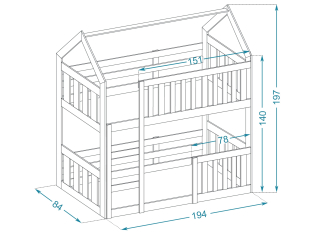 Dviaukštė vaikiška lova DOMEK MINI +2C