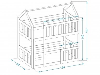 Dviaukštė vaikiška lova DOMEK MINI +2C 3