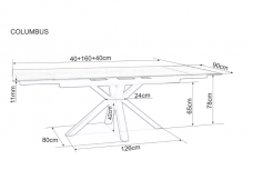 Išskleidžiamas stalas COLUMBUS CERAMIC