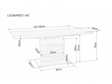 Išskleidžiamas stalas su stiklu LEONARDO