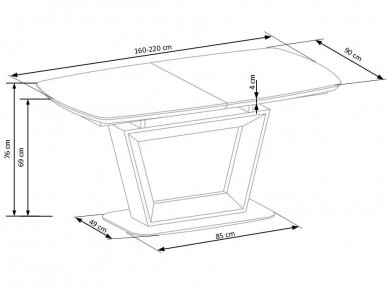 Išskleidžiamas stalas BLACKY 6