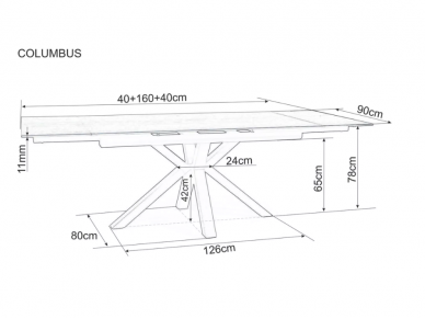 Išskleidžiamas stalas COLUMBUS CERAMIC 12