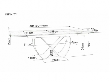 Išskleidžiamas stalas INFINITY CERAMIC 15
