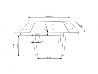 Išskleidžiamas stiklinis stalas KENT 1