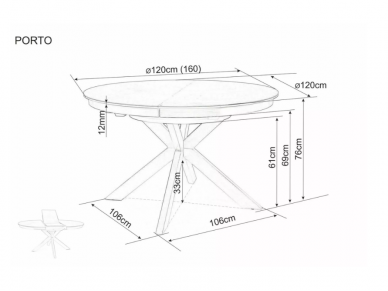 Išskleidžiamas stalas PORTO 4