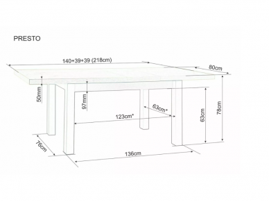 Išskleidžiamas stalas PRESTO 6