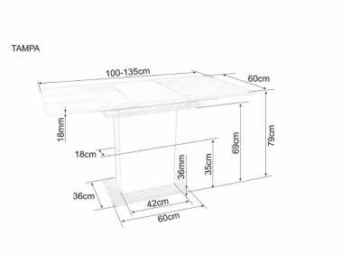 Išskleidžiamas stalas TAMPA 6