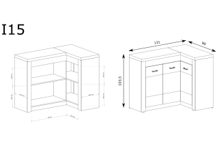 Kampinė komoda INDIANAPOLIS I15