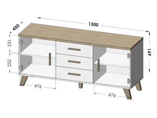 Komoda LOTTA 150 2D3S