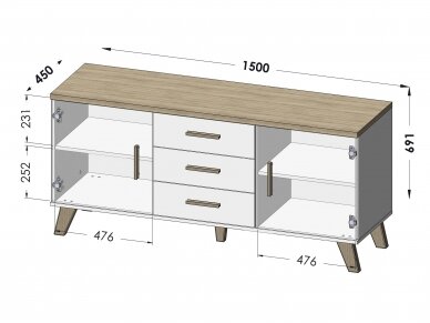 Komoda LOTTA 150 2D3S 1