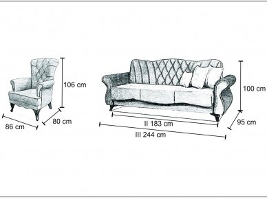 Minkštų baldų komplektas Panama 3-2-1 6