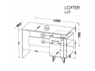 Rašomasis stalas LOFTER LO9