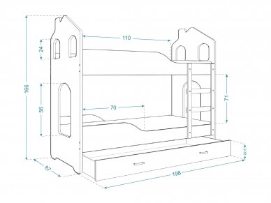 Dviaukštė vaikiška lova DOMINIK DOMEK +2C 6
