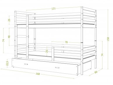 Dviaukštė vaikiška lova JACEK +2C 8