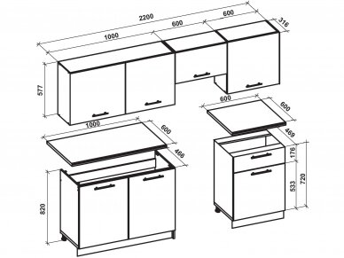 Virtuvės komplektas KATIA 220 1